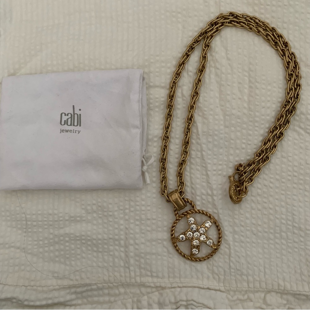 Cabi Gold Starfish Crystal Pendant Necklace